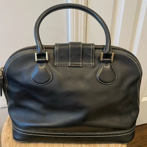 J. Crew Black Leather Satchel Handbag - Picture 4 of 11